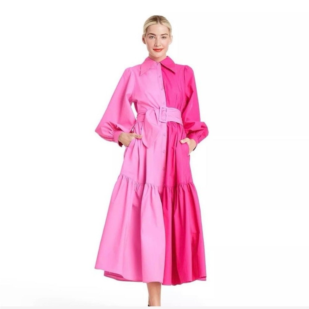 Like new Christopher John Rogers for Target Long Sleeve Two-Tone Shirtdress. 4. - Picture 2 of 8